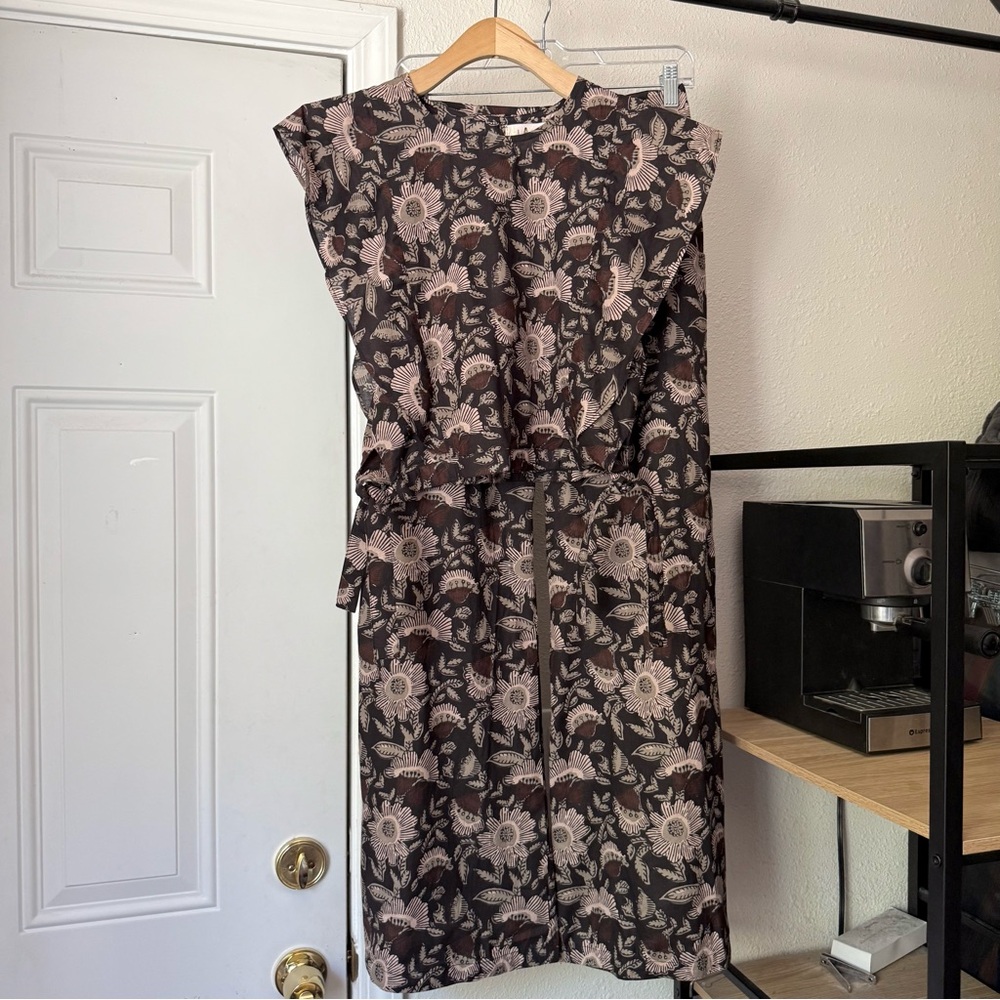 Floral Wide-Leg Jumpsuit in Black and Mauve